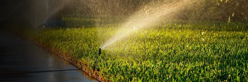 Irrigation Sprinkler Heads Watering Grass